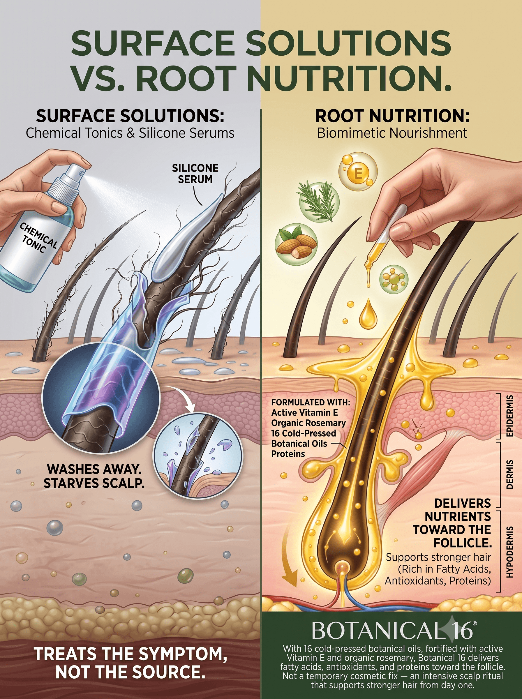 Water and oil being worked into the scalp and roots